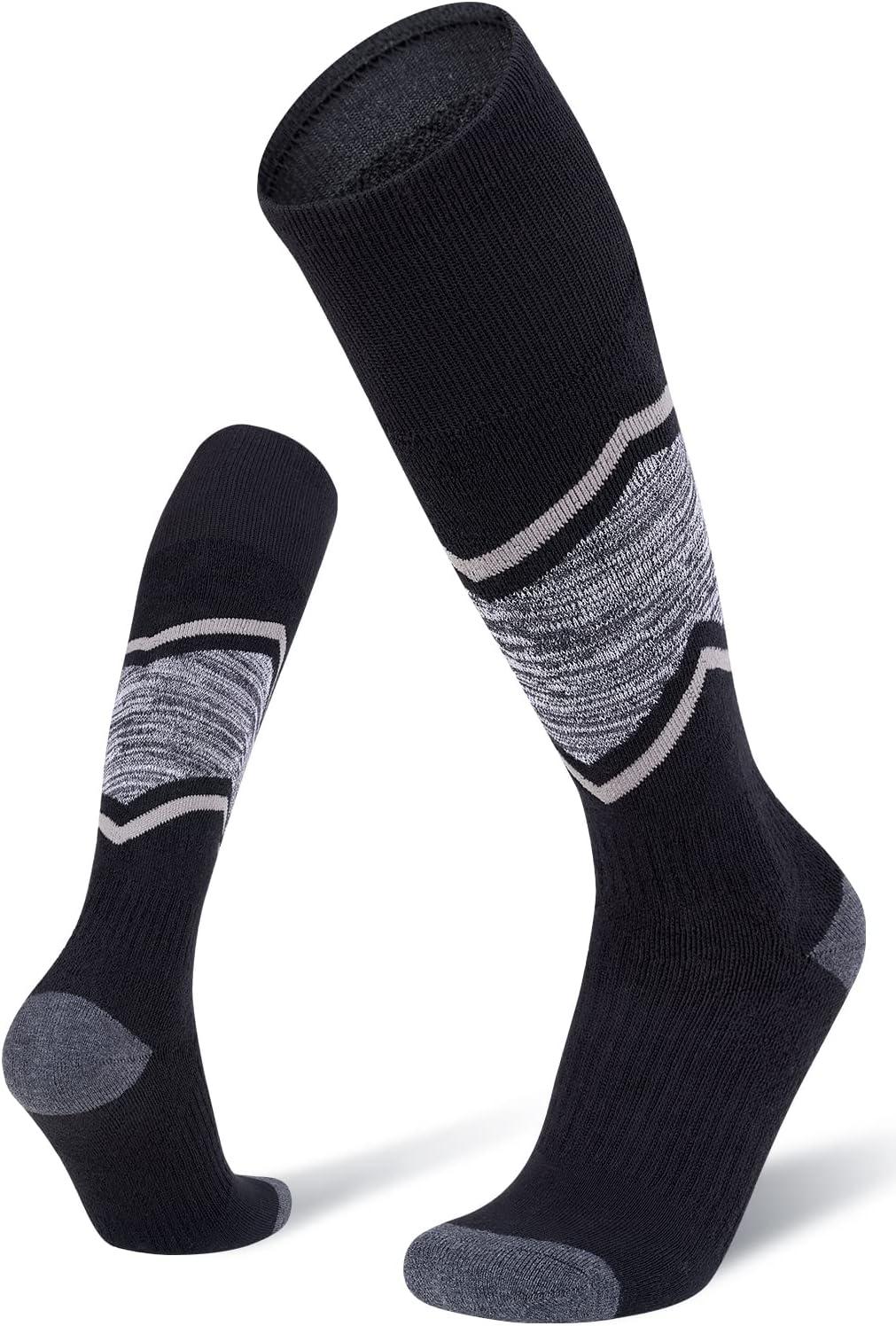 imageFITRELL 23 Pack Merino Wool Ski Socks for Snowboarding Full Cushioned Winter Thermal Kneehigh Warm Socks for Men and WomenBlack