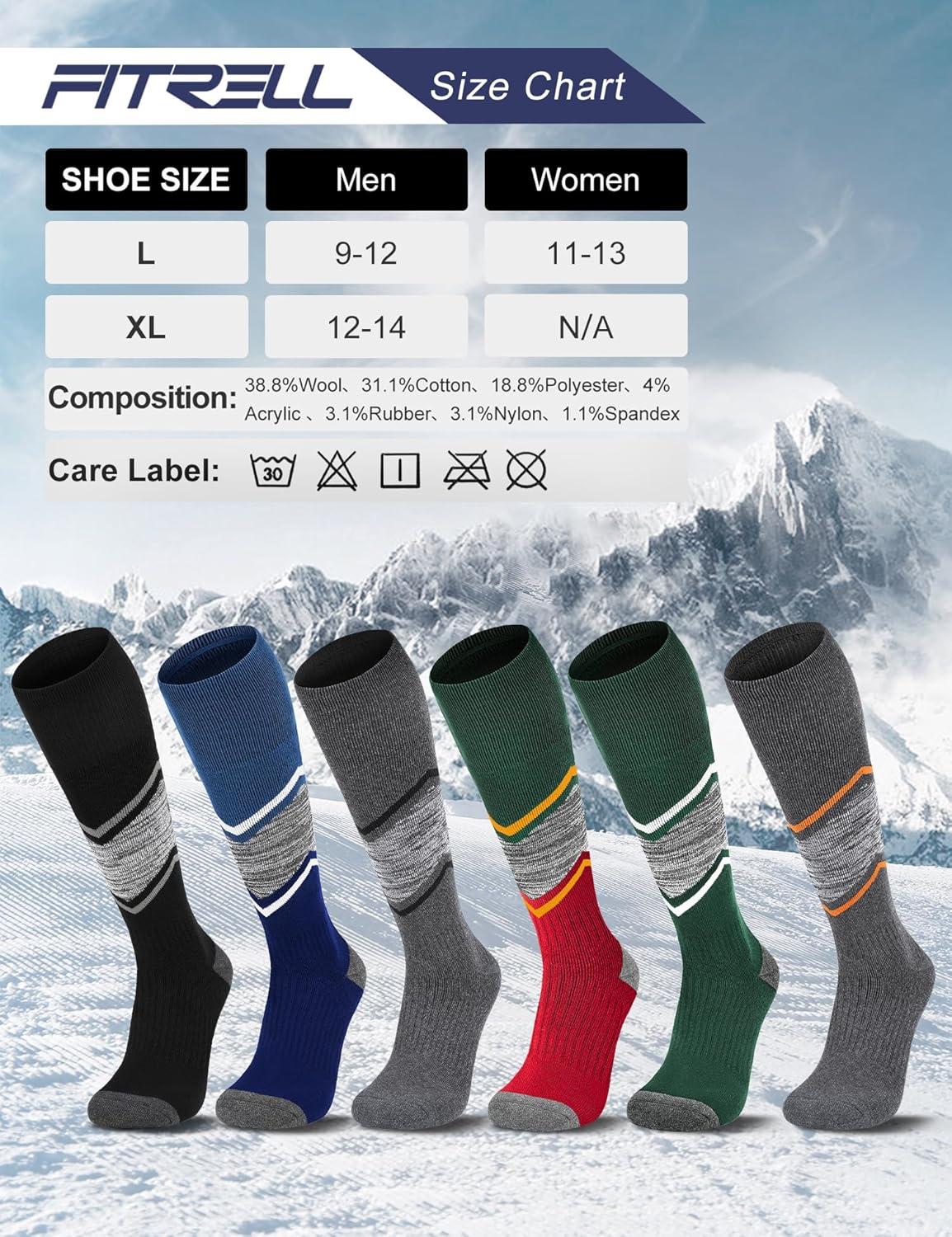 imageFITRELL 23 Pack Merino Wool Ski Socks for Snowboarding Full Cushioned Winter Thermal Kneehigh Warm Socks for Men and WomenBlackbluechristmas Match