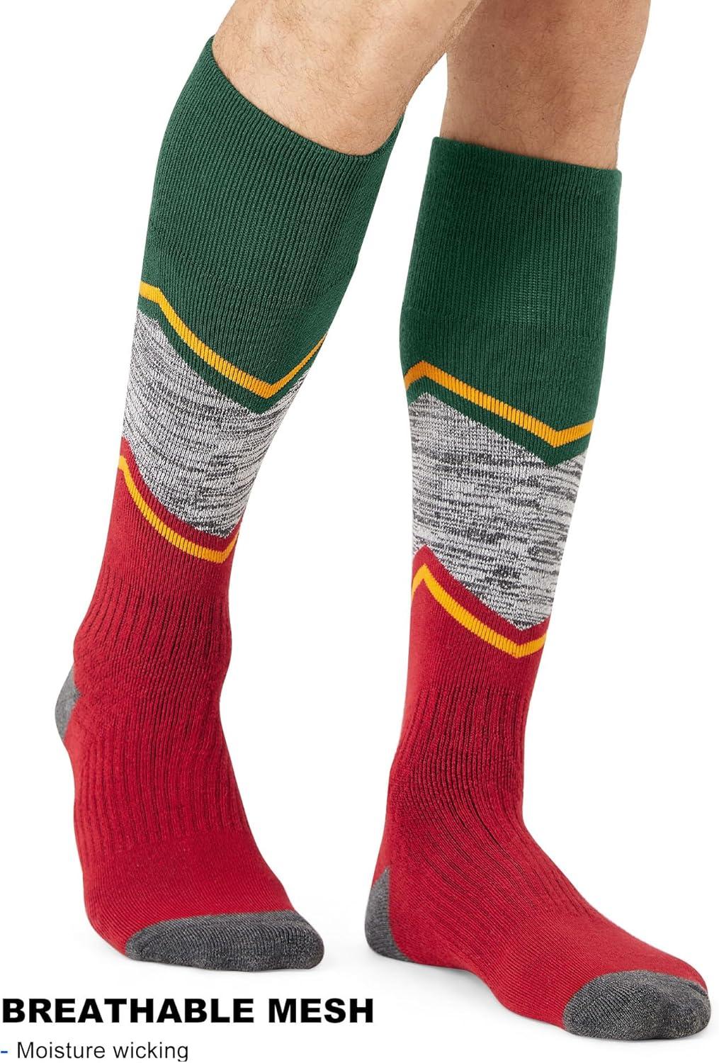 imageFITRELL 23 Pack Merino Wool Ski Socks for Snowboarding Full Cushioned Winter Thermal Kneehigh Warm Socks for Men and WomenBlackbluechristmas Match