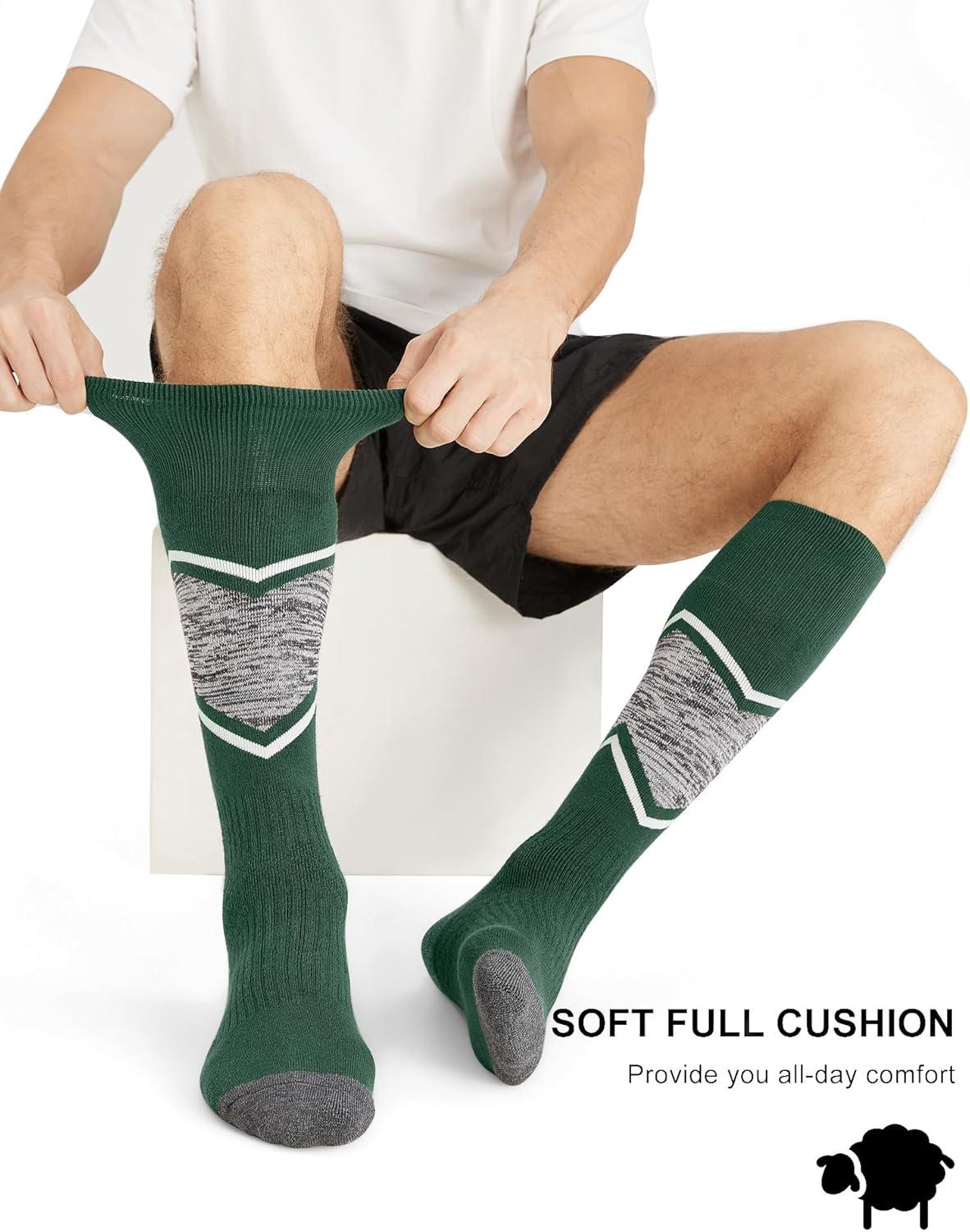 imageFITRELL 23 Pack Merino Wool Ski Socks for Snowboarding Full Cushioned Winter Thermal Kneehigh Warm Socks for Men and WomenBlackforest Greenblue