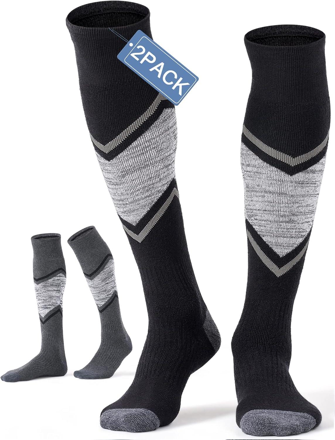 imageFITRELL 23 Pack Merino Wool Ski Socks for Snowboarding Full Cushioned Winter Thermal Kneehigh Warm Socks for Men and WomenBlackgrey