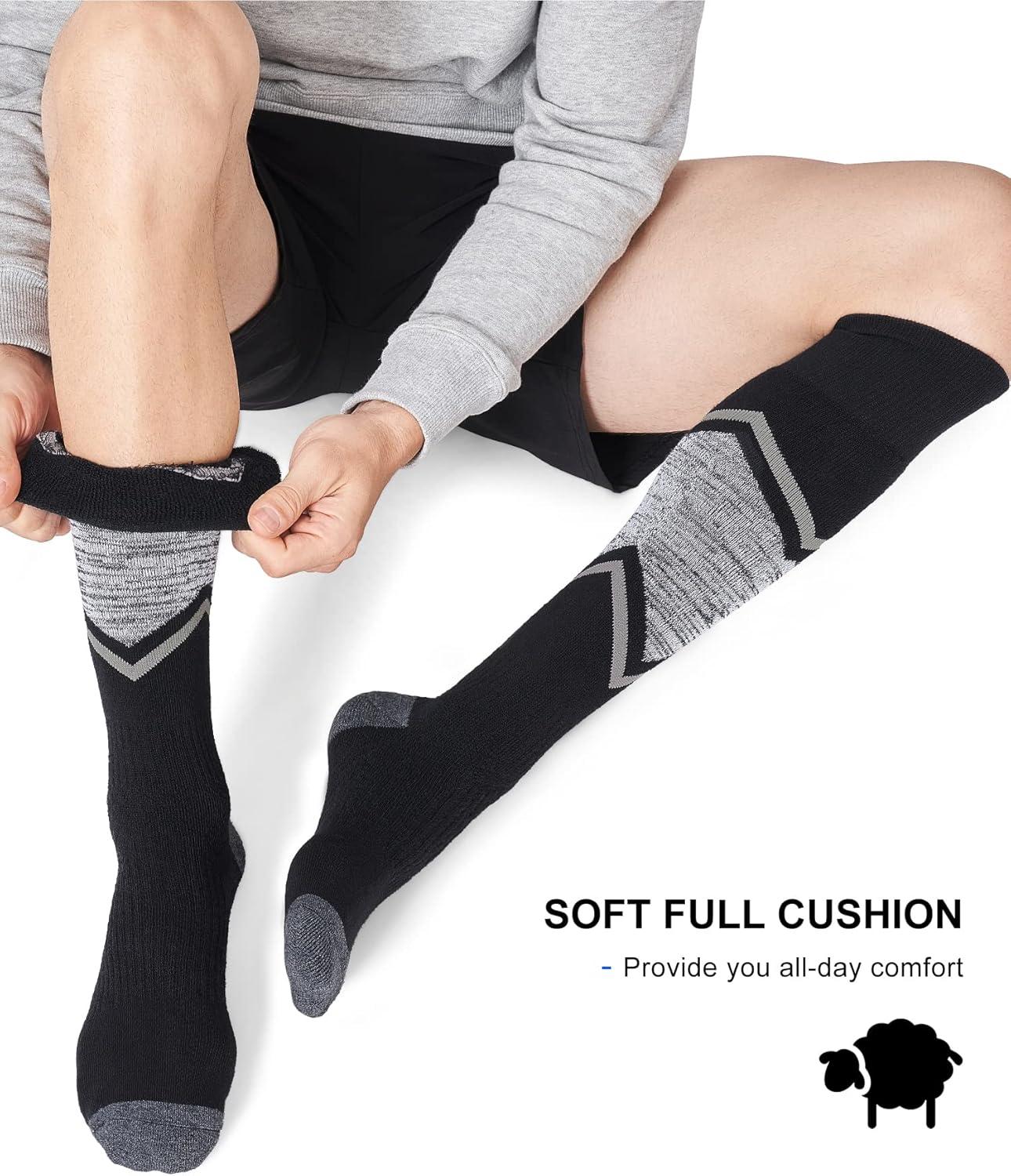 imageFITRELL 23 Pack Merino Wool Ski Socks for Snowboarding Full Cushioned Winter Thermal Kneehigh Warm Socks for Men and WomenBlackgrey