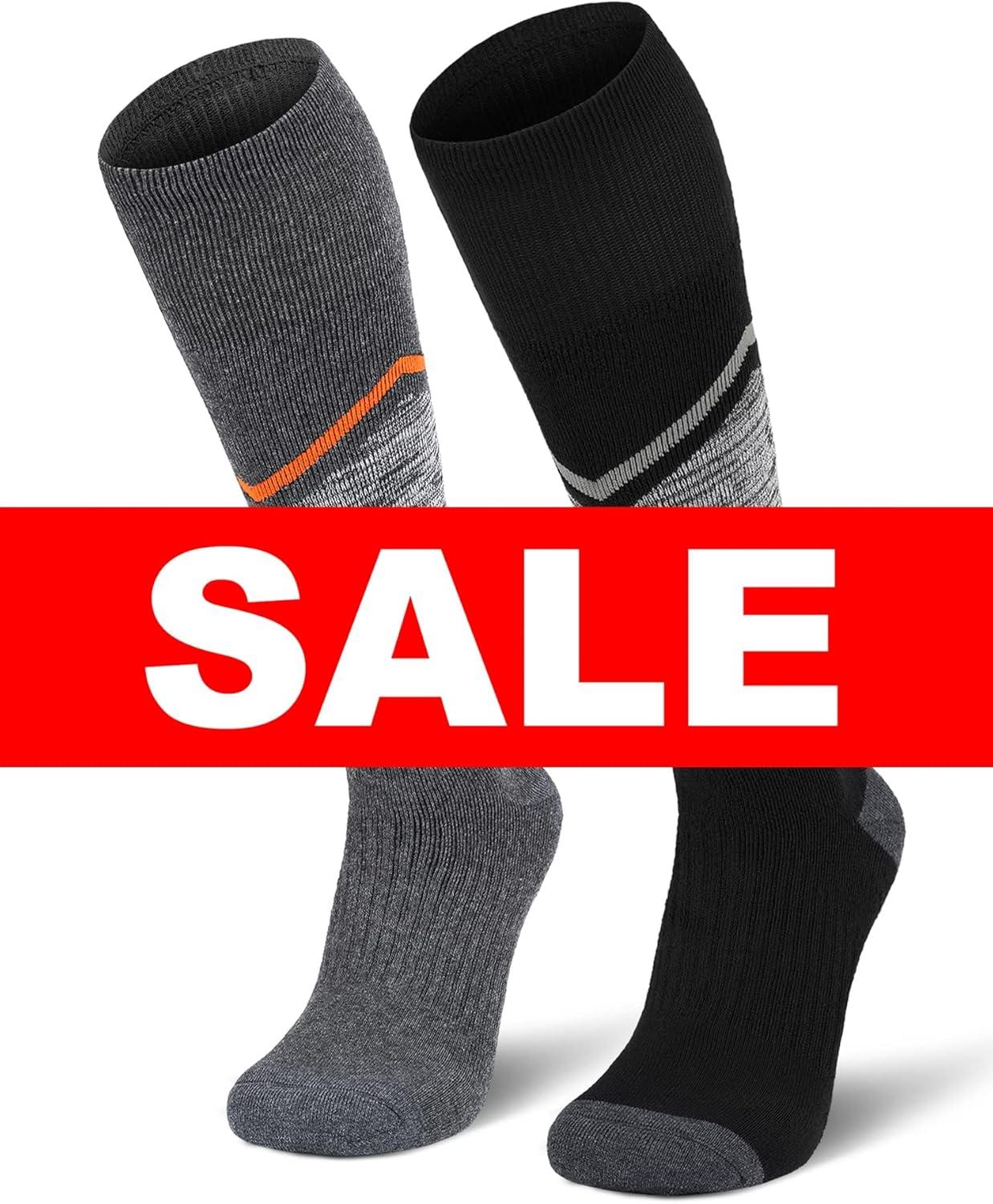 imageFITRELL 23 Pack Merino Wool Ski Socks for Snowboarding Full Cushioned Winter Thermal Kneehigh Warm Socks for Men and WomenBlackorange