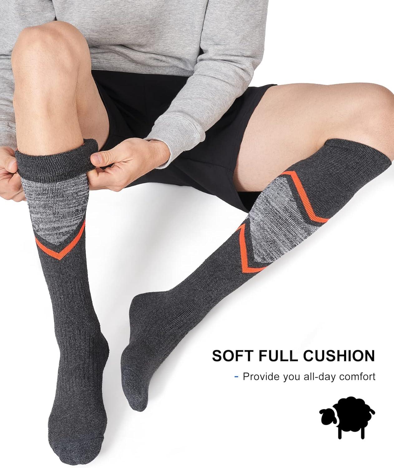 imageFITRELL 23 Pack Merino Wool Ski Socks for Snowboarding Full Cushioned Winter Thermal Kneehigh Warm Socks for Men and WomenBlackorangeblue