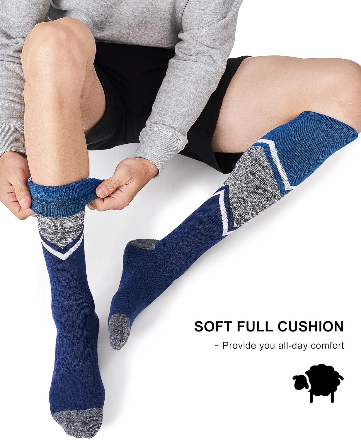 imageFITRELL 23 Pack Merino Wool Ski Socks for Snowboarding Full Cushioned Winter Thermal Kneehigh Warm Socks for Men and WomenBlue