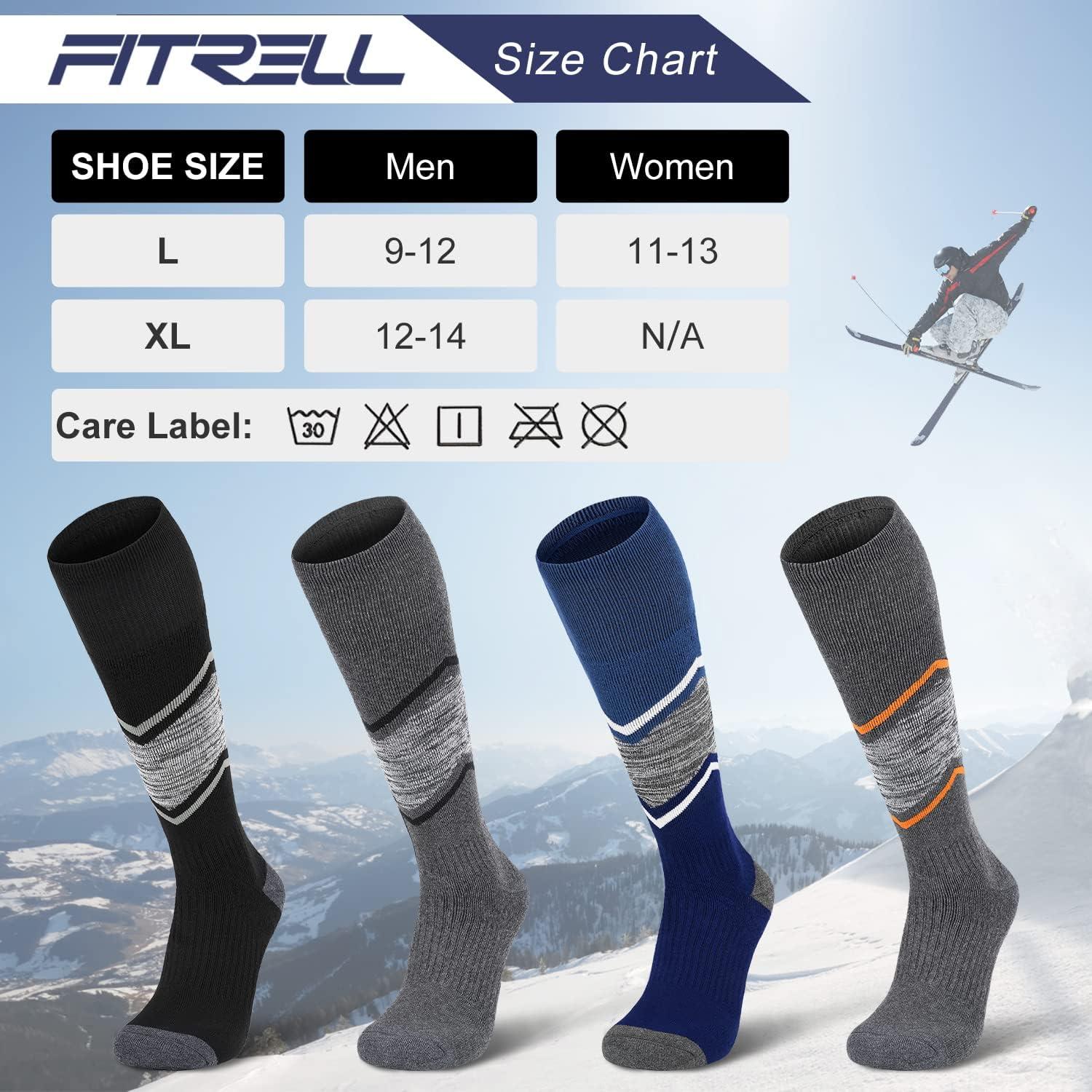 imageFITRELL 23 Pack Merino Wool Ski Socks for Snowboarding Full Cushioned Winter Thermal Kneehigh Warm Socks for Men and WomenBlue