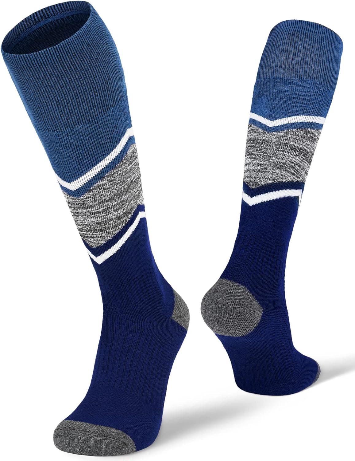 imageFITRELL 23 Pack Merino Wool Ski Socks for Snowboarding Full Cushioned Winter Thermal Kneehigh Warm Socks for Men and WomenBlue