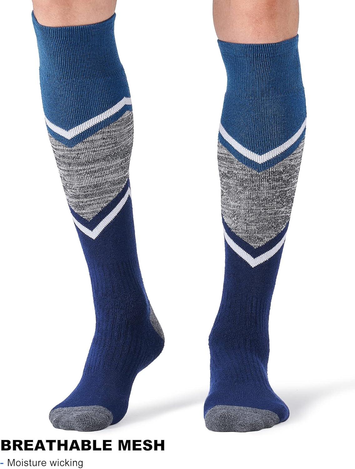 imageFITRELL 23 Pack Merino Wool Ski Socks for Snowboarding Full Cushioned Winter Thermal Kneehigh Warm Socks for Men and WomenBlue