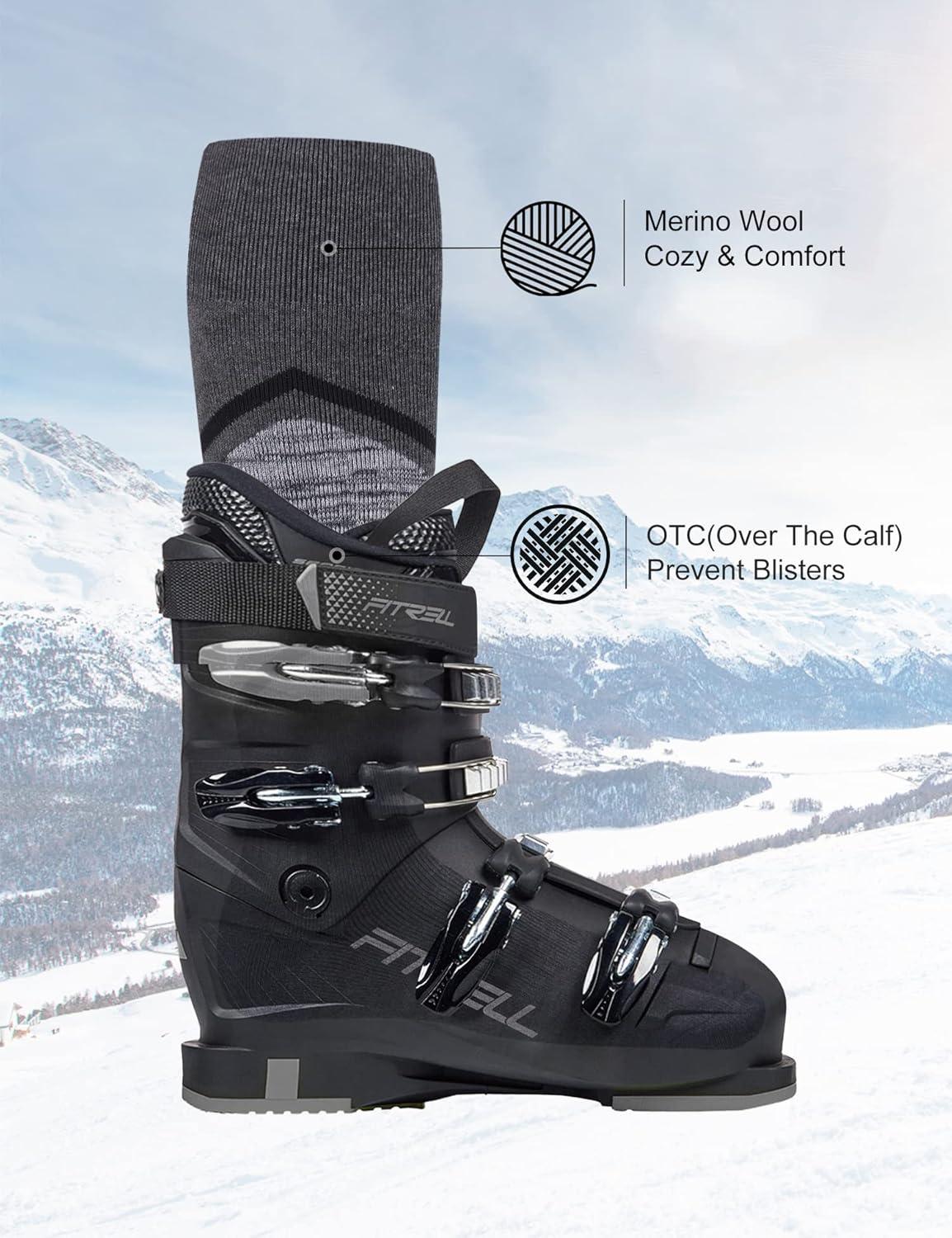 imageFITRELL 23 Pack Merino Wool Ski Socks for Snowboarding Full Cushioned Winter Thermal Kneehigh Warm Socks for Men and WomenPurplegrey