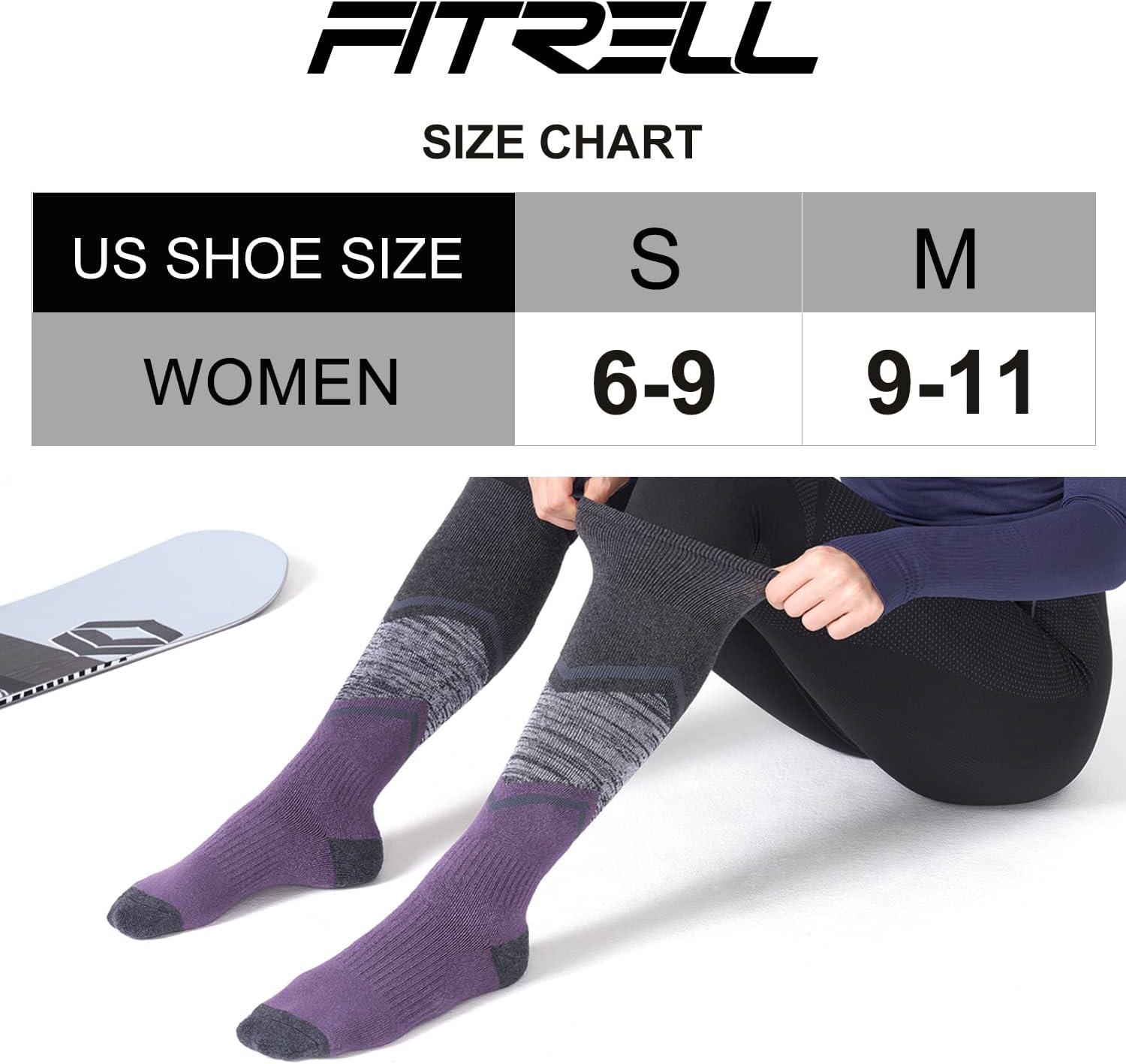imageFITRELL 23 Pack Merino Wool Ski Socks for Snowboarding Full Cushioned Winter Thermal Kneehigh Warm Socks for Men and WomenPurplegrey