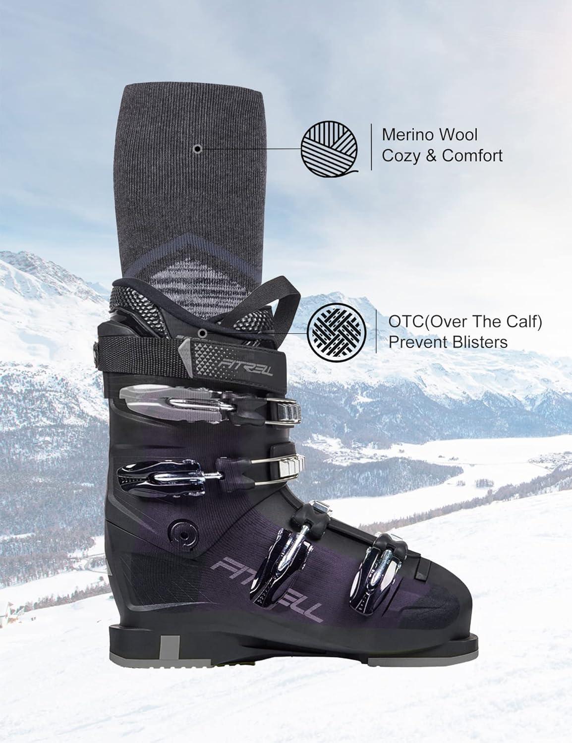 imageFITRELL 23 Pack Merino Wool Ski Socks for Snowboarding Full Cushioned Winter Thermal Kneehigh Warm Socks for Men and WomenRose Redpurple