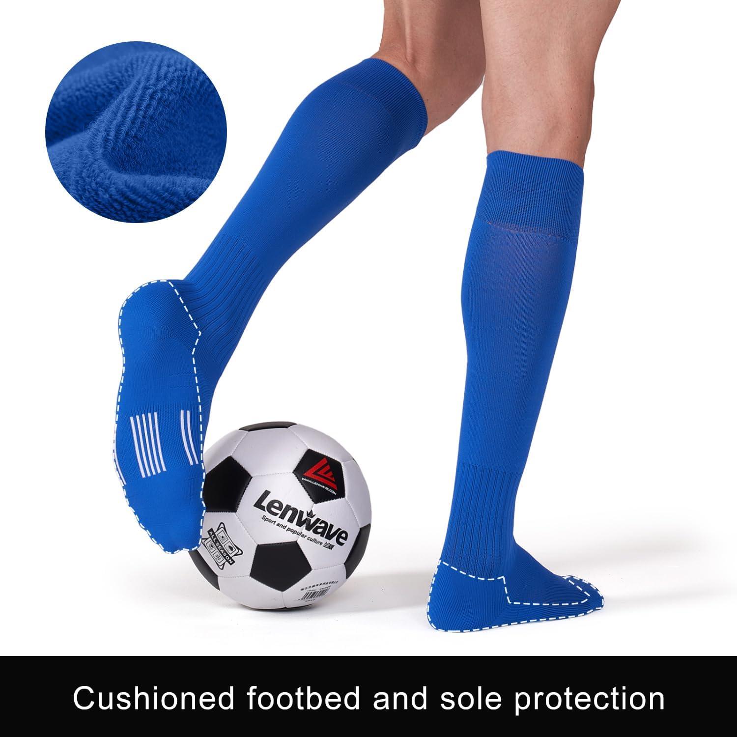 imageFITRELL 23 Pack Soccer Socks Baseball Softball For Youth Kids Boys Girls OverTheCalf Football Socks for Adult Men WomenBlue2