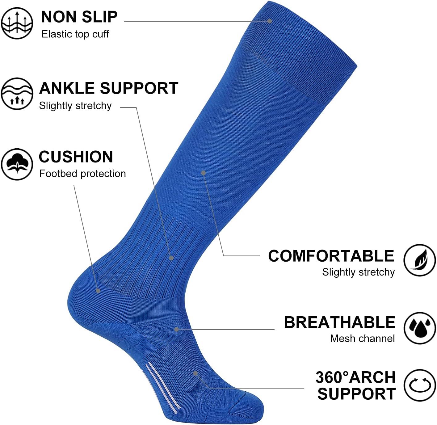 imageFITRELL 23 Pack Soccer Socks Baseball Softball For Youth Kids Boys Girls OverTheCalf Football Socks for Adult Men WomenBlue2