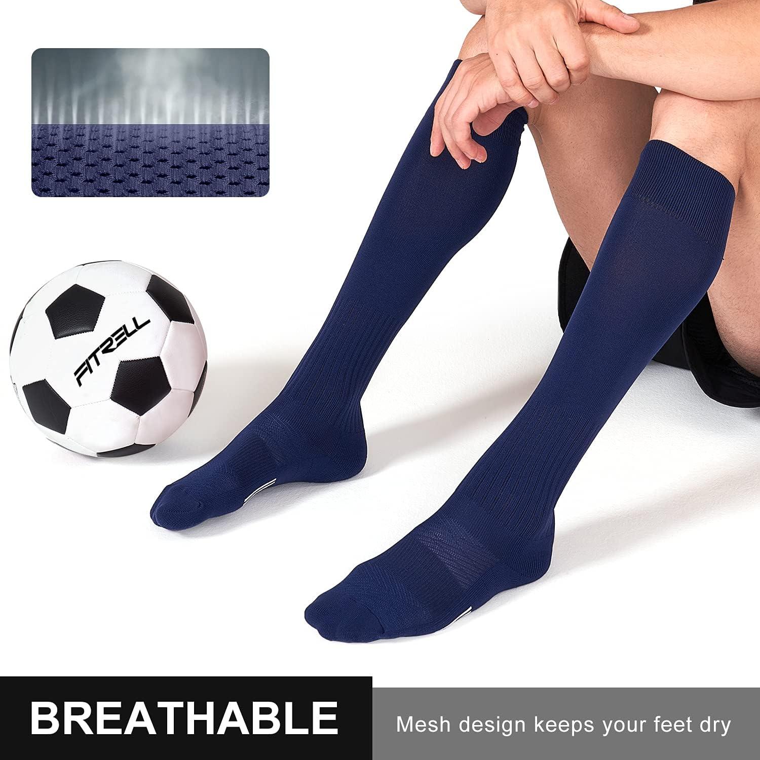imageFITRELL 23 Pack Soccer Socks Baseball Softball For Youth Kids Boys Girls OverTheCalf Football Socks for Adult Men WomenNavy2