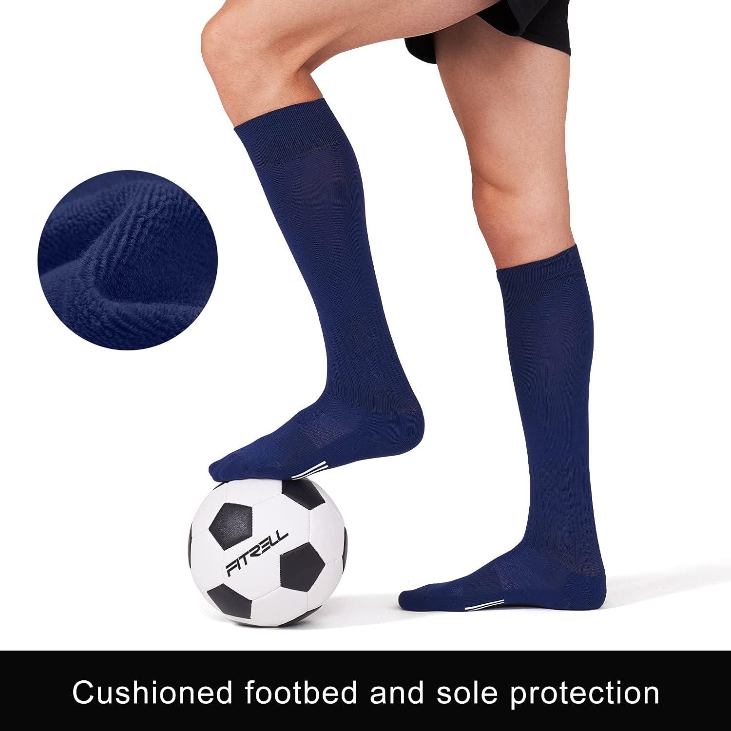 imageFITRELL 23 Pack Soccer Socks Baseball Softball For Youth Kids Boys Girls OverTheCalf Football Socks for Adult Men WomenNavy2