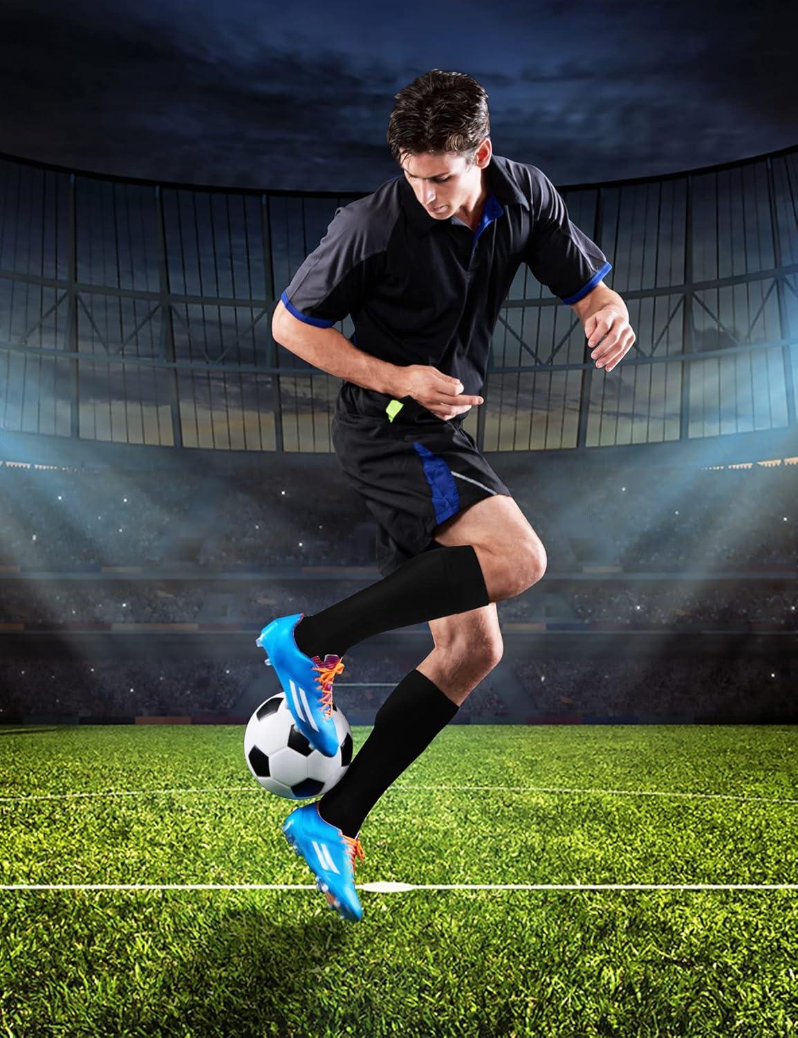imageFITRELL 23 Pack Soccer Socks Baseball Softball For Youth Kids Boys Girls OverTheCalf Football Socks for Adult Men WomenNavy2