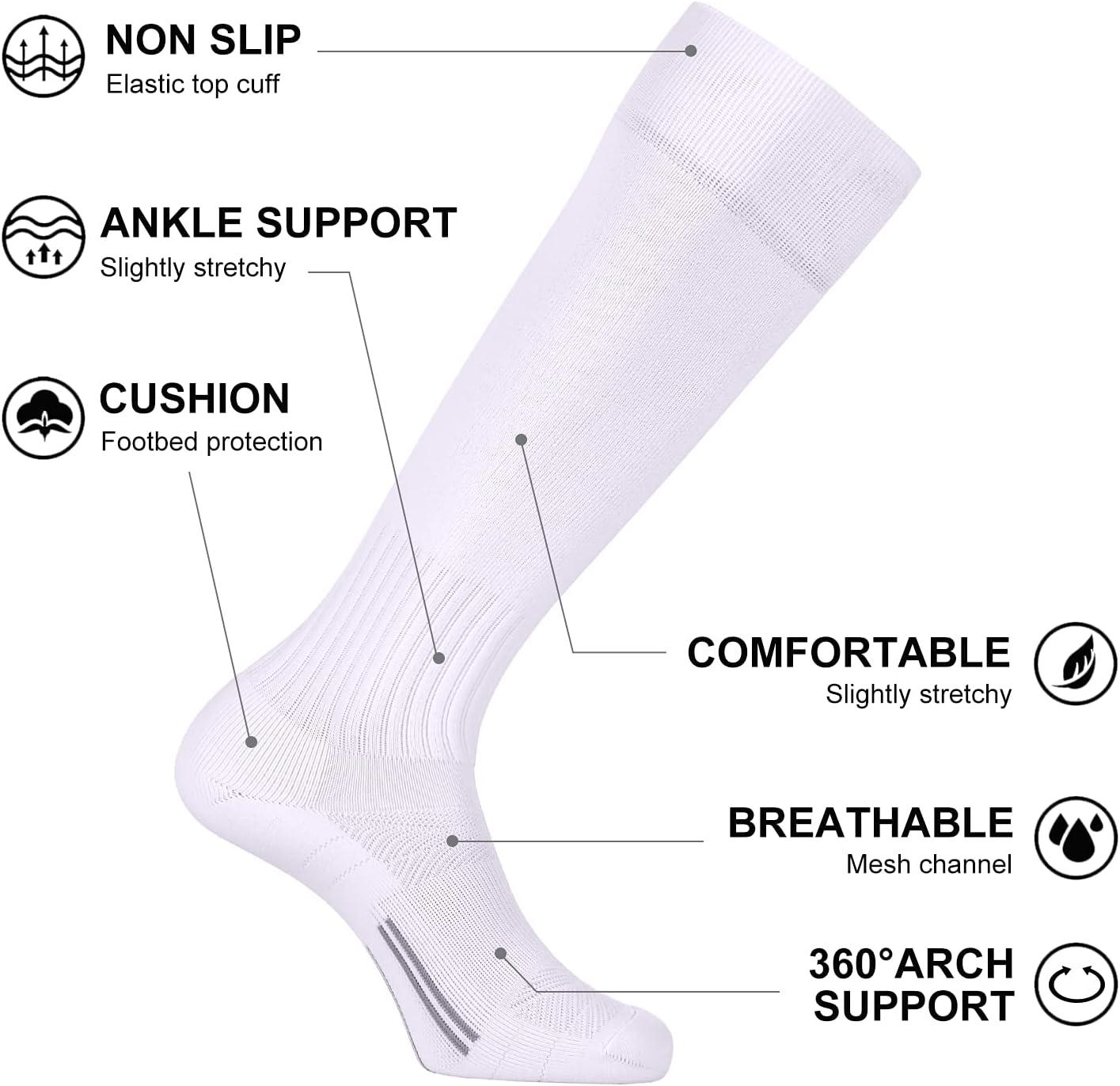 imageFITRELL 23 Pack Soccer Socks Baseball Softball For Youth Kids Boys Girls OverTheCalf Football Socks for Adult Men WomenWhite2