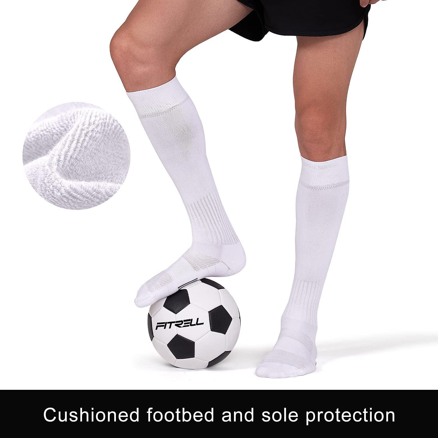 imageFITRELL 23 Pack Soccer Socks Baseball Softball For Youth Kids Boys Girls OverTheCalf Football Socks for Adult Men WomenWhite3