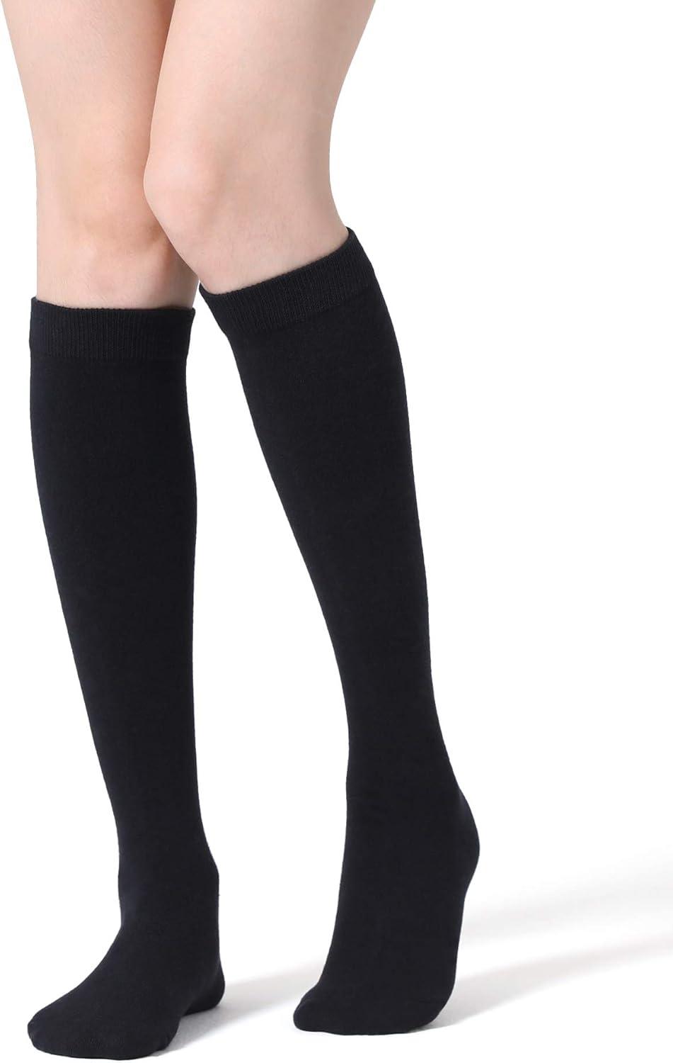 imageFITRELL Womens Knee High Socks Outdoor Sport Athletic Socks Casual Stripe Tube Socks 14 PackBlack