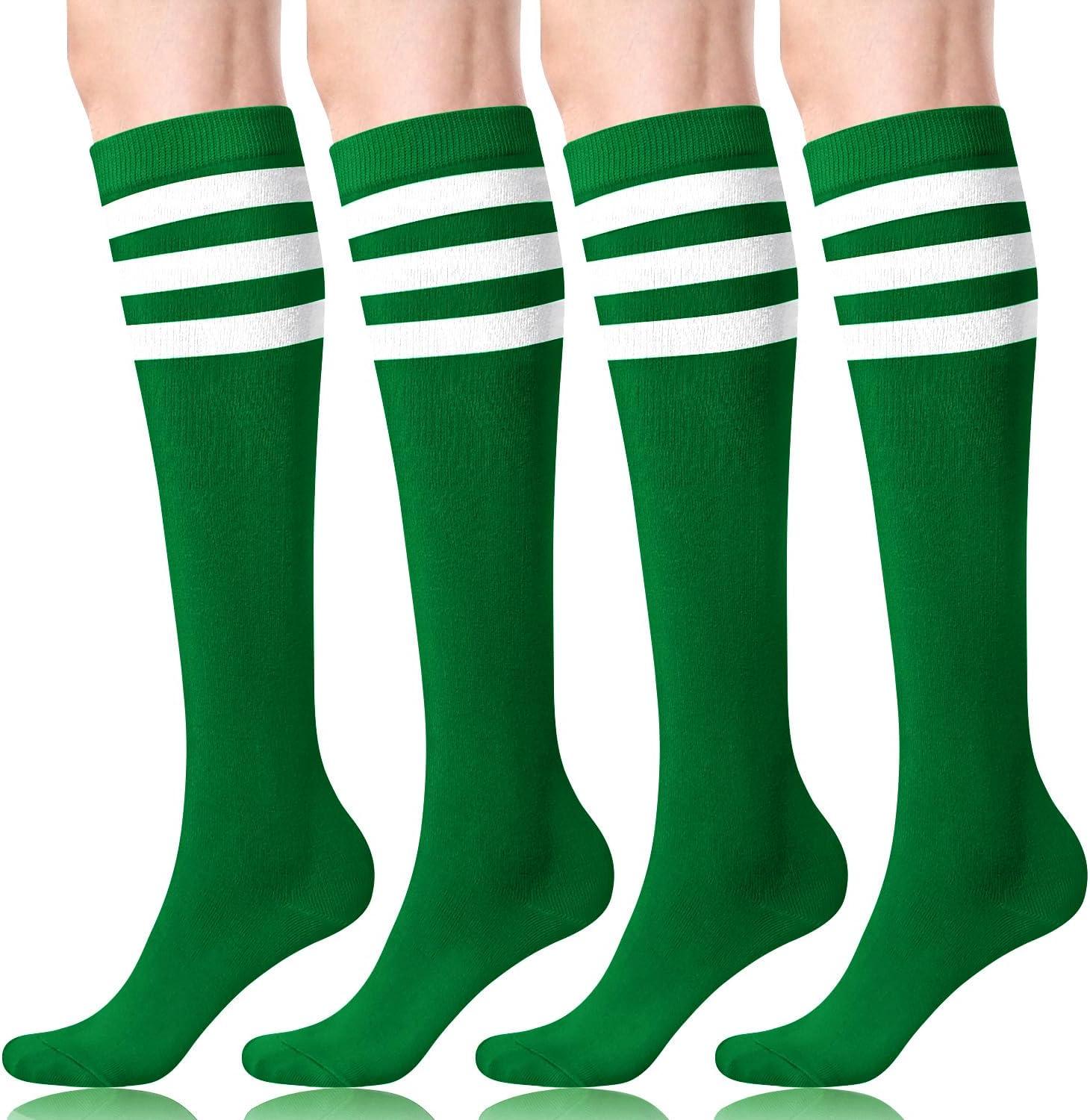 imageFITRELL Womens Knee High Socks Outdoor Sport Athletic Socks Casual Stripe Tube Socks 14 PackGreen