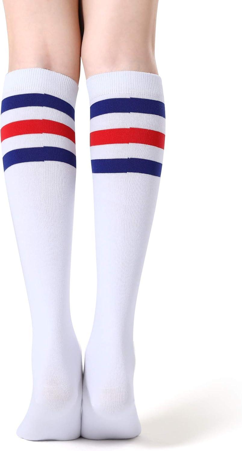imageFITRELL Womens Knee High Socks Outdoor Sport Athletic Socks Casual Stripe Tube Socks 14 PackMulticolor