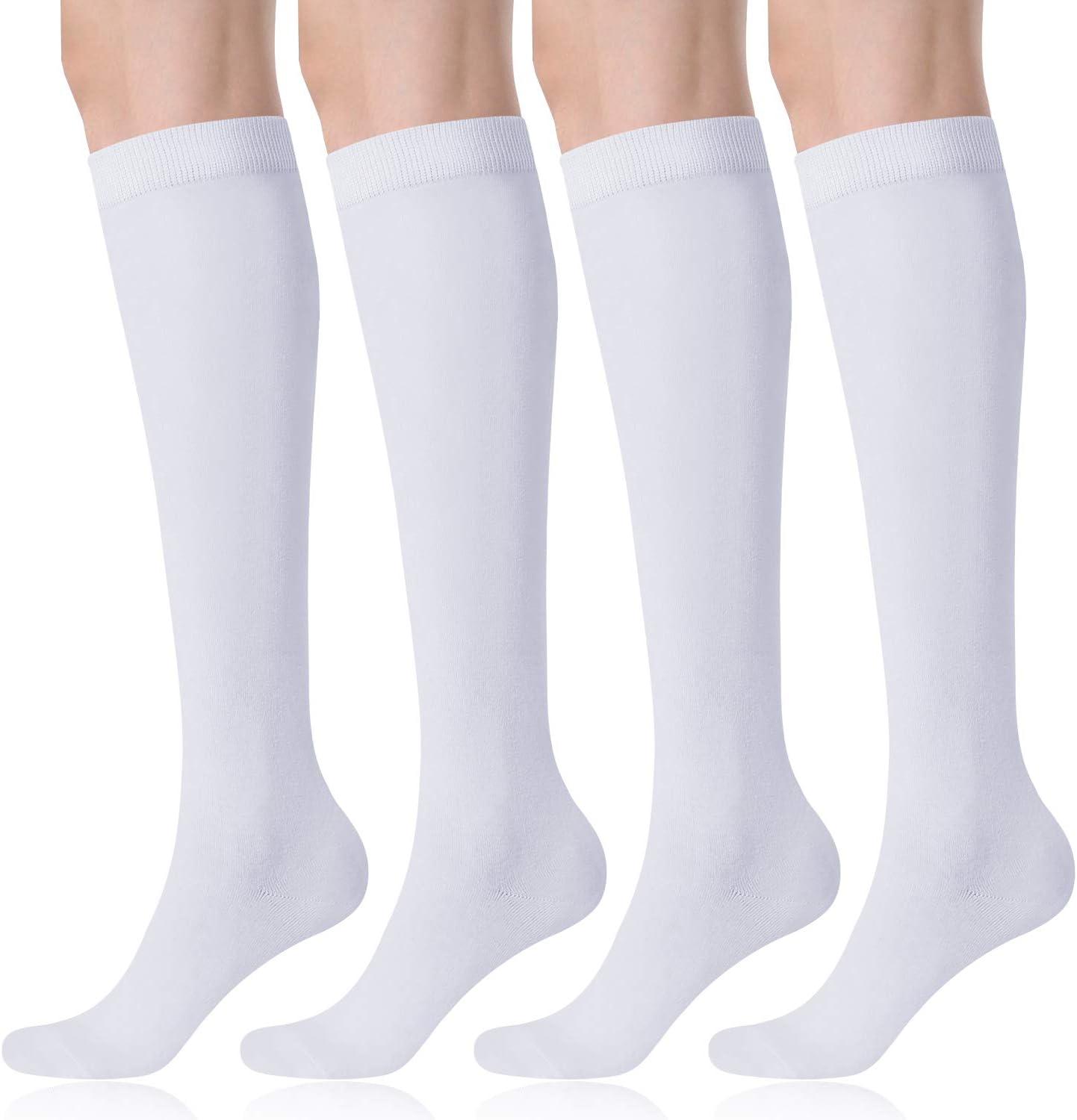 imageFITRELL Womens Knee High Socks Outdoor Sport Athletic Socks Casual Stripe Tube Socks 14 PackWhite