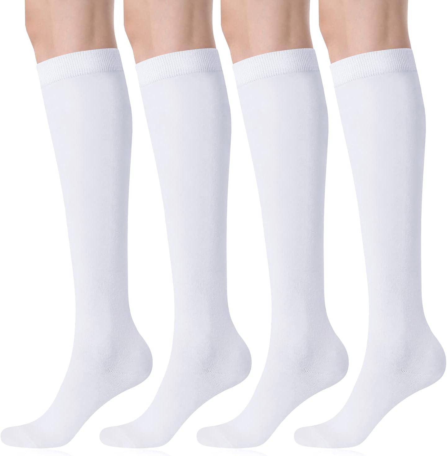 imageFITRELL Womens Knee High Socks Outdoor Sport Athletic Socks Casual Stripe Tube Socks 14 PackWhite