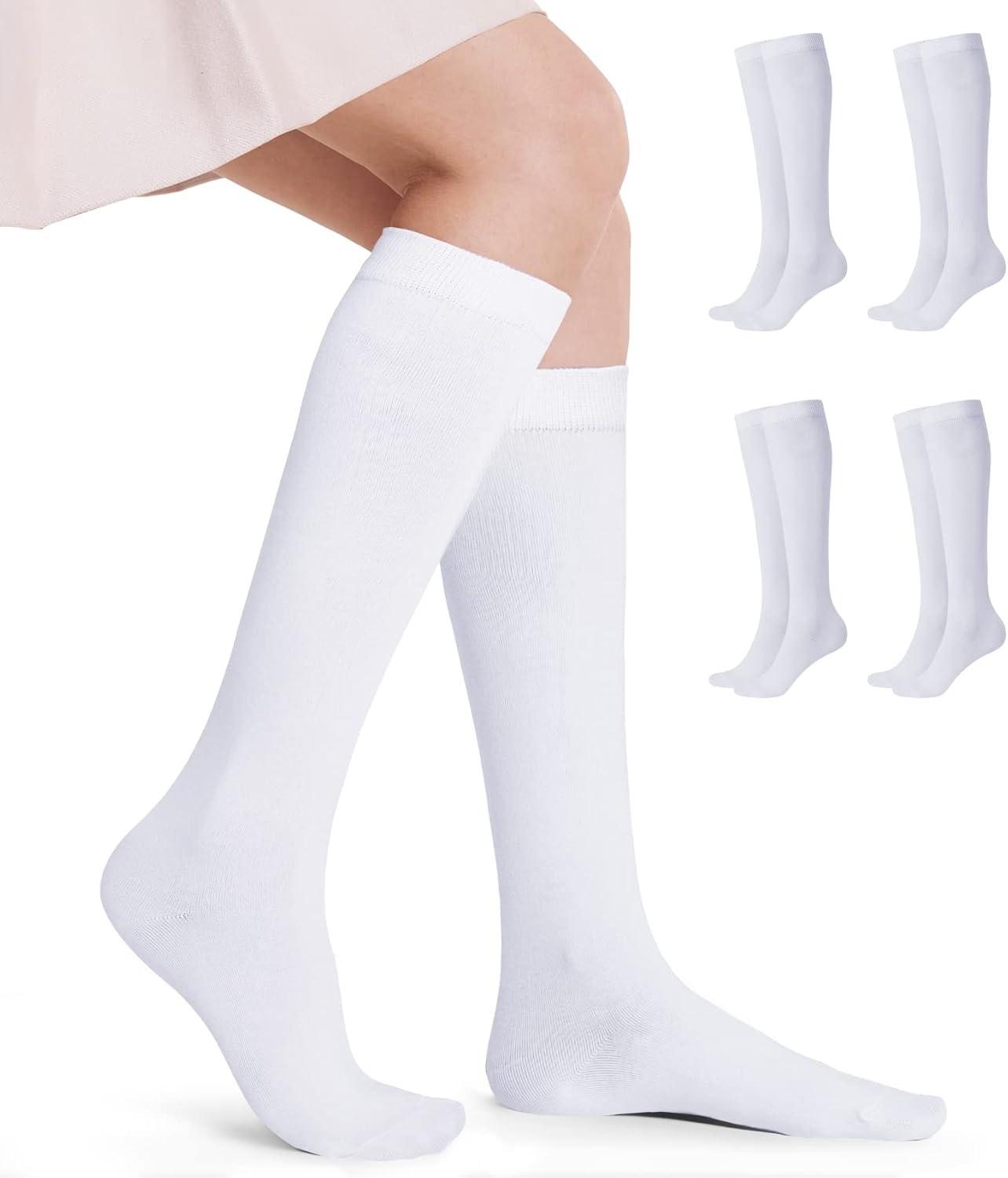 imageFITRELL Womens Knee High Socks Outdoor Sport Athletic Socks Casual Stripe Tube Socks 14 PackWhite