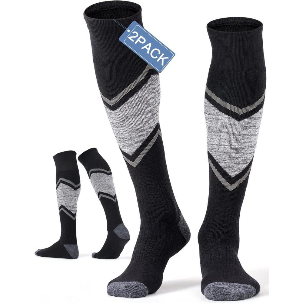 imageFITRELL 23 Pack Merino Wool Ski Socks for Snowboarding Full Cushioned Winter Thermal Kneehigh Warm Socks for Men and WomenBlack1