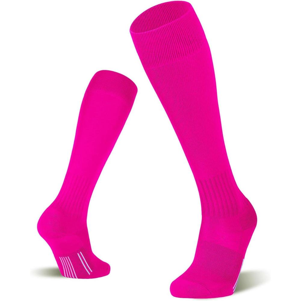 imageFITRELL 23 Pack Soccer Socks Baseball Softball For Youth Kids Boys Girls OverTheCalf Football Socks for Adult Men WomenHot Pink2