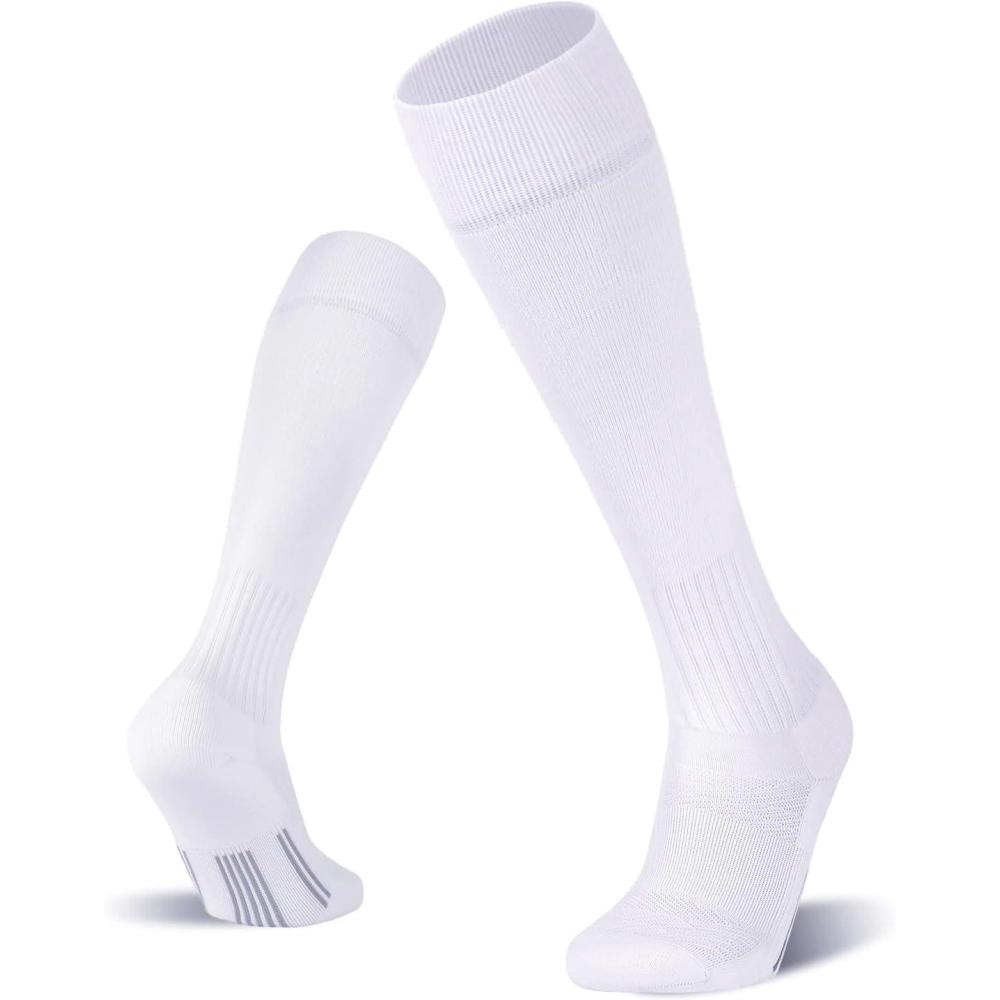 imageFITRELL 23 Pack Soccer Socks Baseball Softball For Youth Kids Boys Girls OverTheCalf Football Socks for Adult Men WomenWhite2