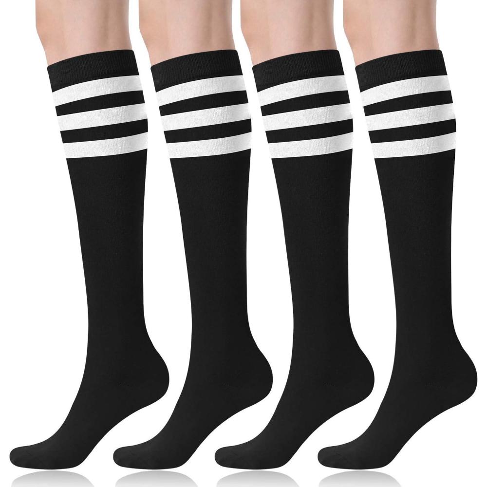 imageFITRELL Womens Knee High Socks Outdoor Sport Athletic Socks Casual Stripe Tube Socks 14 PackBlackwhite