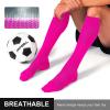 imageFITRELL 23 Pack Soccer Socks Baseball Softball For Youth Kids Boys Girls OverTheCalf Football Socks for Adult Men WomenHot Pink2