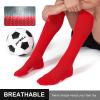 imageFITRELL 23 Pack Soccer Socks Baseball Softball For Youth Kids Boys Girls OverTheCalf Football Socks for Adult Men WomenRed2
