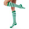 imageFITRELL Womens Knee High Socks Outdoor Sport Athletic Socks Casual Stripe Tube Socks 14 Pack1 Pack Green White Stripes