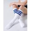 imageFITRELL Womens Knee High Socks Outdoor Sport Athletic Socks Casual Stripe Tube Socks 14 Pack1 Pack White Blue
