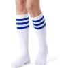 imageFITRELL Womens Knee High Socks Outdoor Sport Athletic Socks Casual Stripe Tube Socks 14 Pack1 Pack White Blue