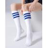 imageFITRELL Womens Knee High Socks Outdoor Sport Athletic Socks Casual Stripe Tube Socks 14 Pack1 Pack White Blue
