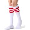imageFITRELL Womens Knee High Socks Outdoor Sport Athletic Socks Casual Stripe Tube Socks 14 Pack1 Pack White Red