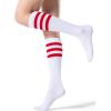 imageFITRELL Womens Knee High Socks Outdoor Sport Athletic Socks Casual Stripe Tube Socks 14 Pack1 Pack White Red