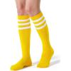 imageFITRELL Womens Knee High Socks Outdoor Sport Athletic Socks Casual Stripe Tube Socks 14 Pack1 Pack Yellow White
