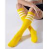 imageFITRELL Womens Knee High Socks Outdoor Sport Athletic Socks Casual Stripe Tube Socks 14 Pack1 Pack Yellow White