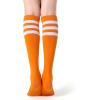 imageFITRELL Womens Knee High Socks Outdoor Sport Athletic Socks Casual Stripe Tube Socks 14 PackOrangewhite