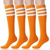 imageFITRELL Womens Knee High Socks Outdoor Sport Athletic Socks Casual Stripe Tube Socks 14 PackOrangewhite