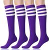 imageFITRELL Womens Knee High Socks Outdoor Sport Athletic Socks Casual Stripe Tube Socks 14 PackPurple