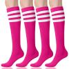 imageFITRELL Womens Knee High Socks Outdoor Sport Athletic Socks Casual Stripe Tube Socks 14 PackHot Pink