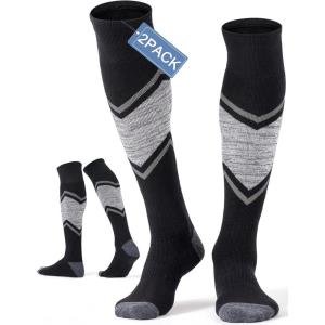 imageFITRELL 23 Pack Merino Wool Ski Socks for Snowboarding Full Cushioned Winter Thermal Kneehigh Warm Socks for Men and WomenBlack1