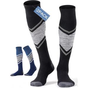 imageFITRELL 23 Pack Merino Wool Ski Socks for Snowboarding Full Cushioned Winter Thermal Kneehigh Warm Socks for Men and WomenBlackblue