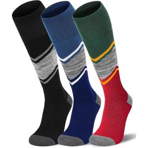 imageFITRELL 23 Pack Merino Wool Ski Socks for Snowboarding Full Cushioned Winter Thermal Kneehigh Warm Socks for Men and WomenBlackbluechristmas Match