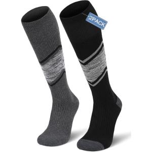 imageFITRELL 23 Pack Merino Wool Ski Socks for Snowboarding Full Cushioned Winter Thermal Kneehigh Warm Socks for Men and WomenBlackgrey